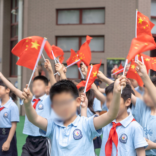 Chinese flag five-star red flag hand wave flag with pole small flag party flag small red flag No. 8 No. 7 string flag red flag wholesale