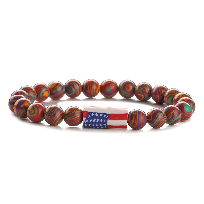 Europa y Estados Unidos transfronterizos banderas de ágata de piedra turquesa línea elástica cuentas pulseras pulseras pulseras de regalo para hombres y mujeres