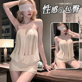 情趣内衣纯欲辣妹包臀裙诱惑性感露胸网纱透视制服抹胸裙调情