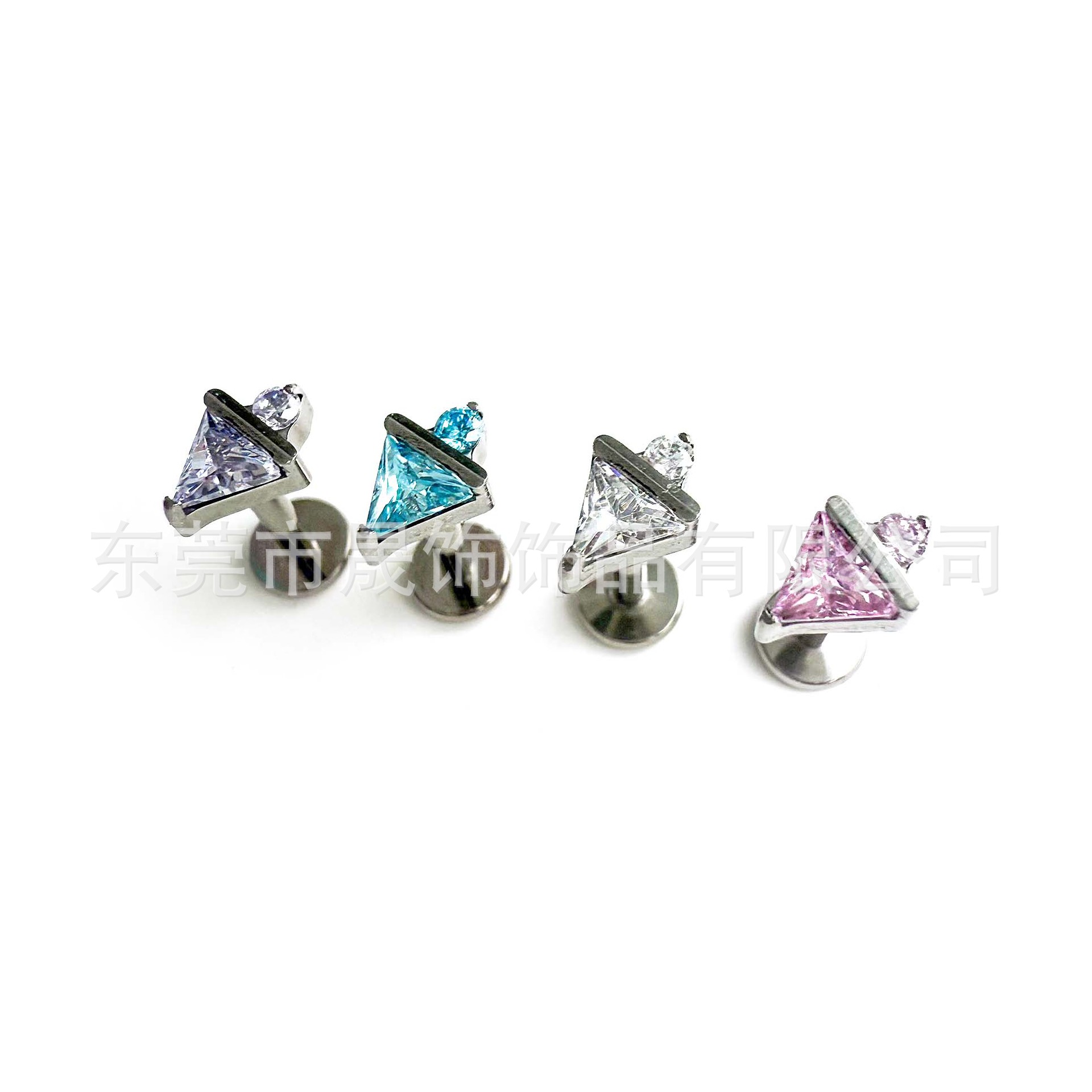 F136 Titanium 三角 包 Cubic Zirconia Ear Stud 冰激凌 Helix Cartilage Stud G23 Implant Grade Titanium 人体 Piercing Jewelry Accessories