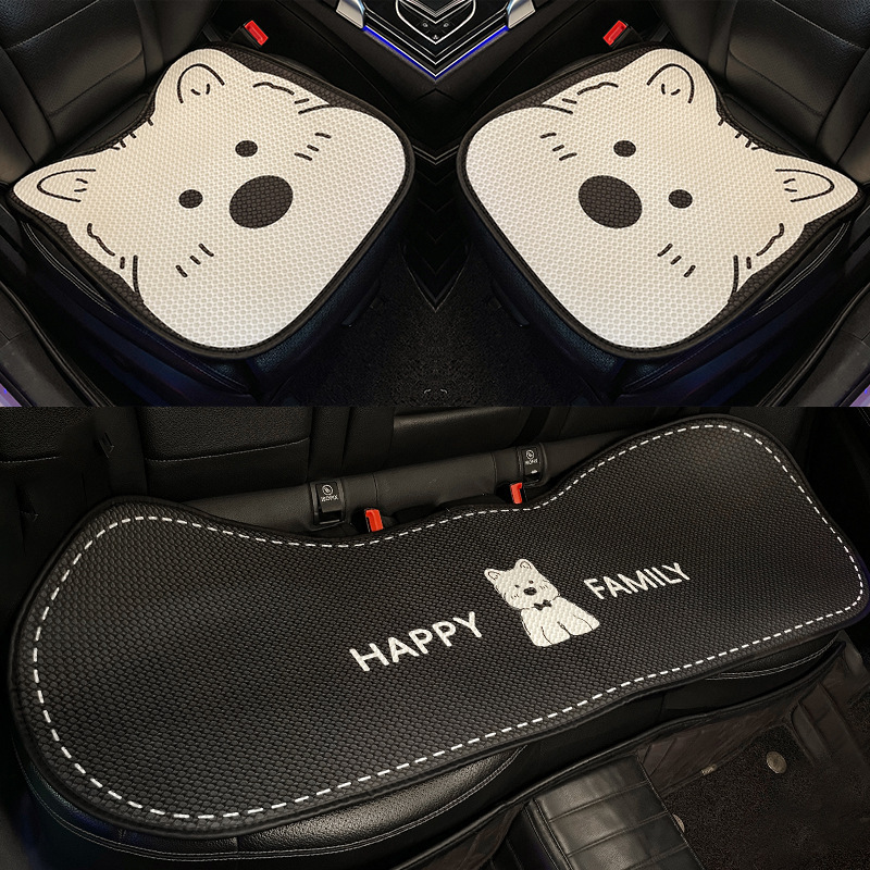 車用シートクッション オールシーズン対応 夏用アイスシルク 2025年新作 車内用 可愛い子犬柄 後部座席カバー キュートスタイル|undefined