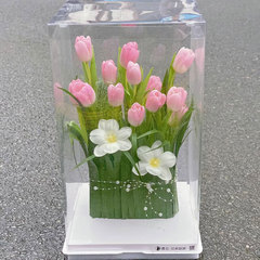 鮮花蛋糕盒方形 520情人節烘焙禮物鮮花包裝盒透明全景花藝禮盒