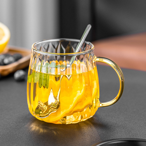 CCKO household high-bay silicon glass water cup coffee milk cup high-value beer juice cup ins style striped cup