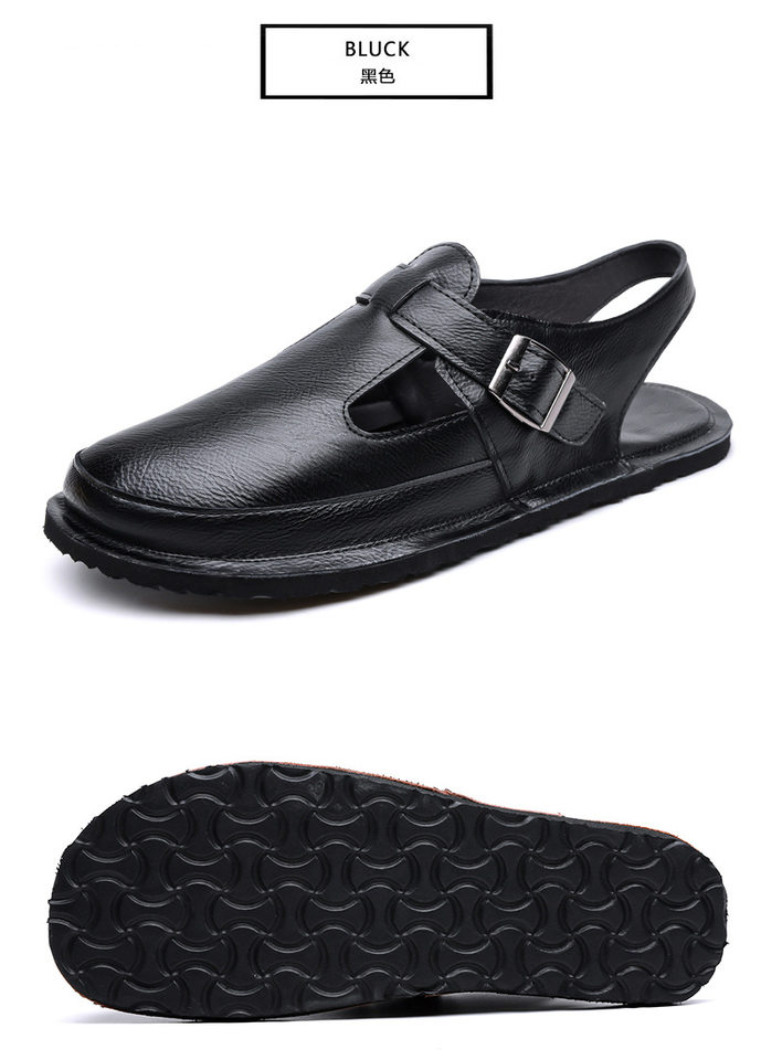 Dép sandal nam bít mũi kiểu La Mã cỡ lớn chống trượt, đế cao su, thoáng khí — Màu nâu, màu đen chi tiết 22