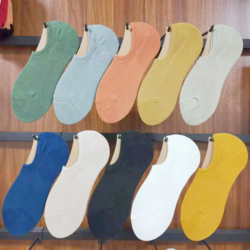 Men's Short Socks Breathable Mesh Boat Socks Thin Pure Color Athletic Non-Slip Cotton Socks Factory Wholesale