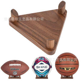 跨境木制篮球收纳架亲笔签名足球纪念品展示架木制橄榄球陈列架
