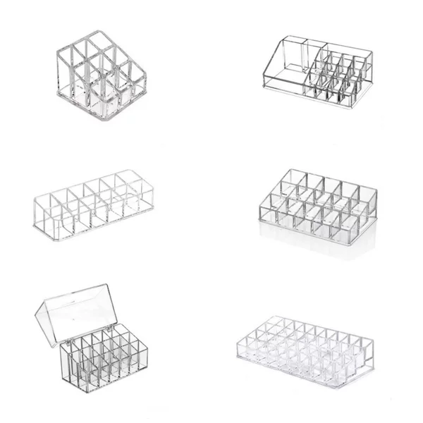 Cross-border Acrylic Lipstick Storage Box Multi-grids Lipstick Lip Glaze Organizer Dressing Table Desktop Transparent Lipstick Rack