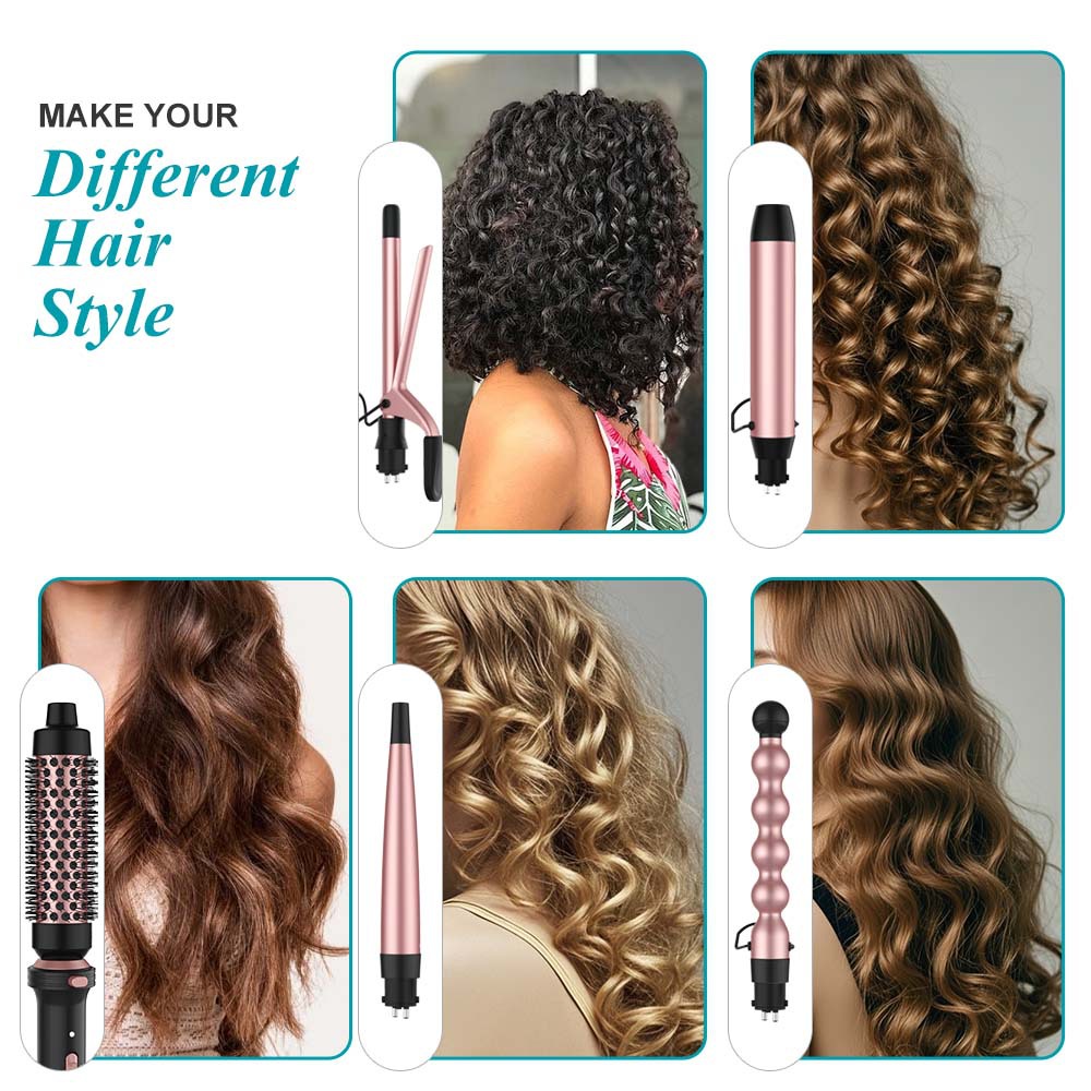 Winning star férula eléctrica de comercio exterior, el dispositivo esponjoso no daña el cabello, rizador cinco en uno Curling iron image 4