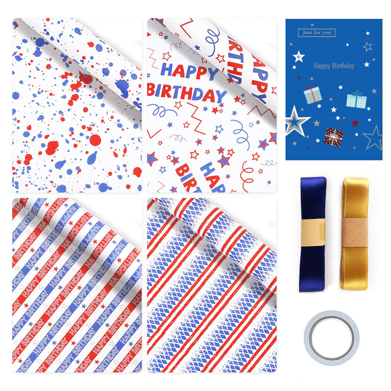 Amazon venta caliente cartón de dibujos animados para niños original papel de embalaje caja de regalo DIY papel de embalaje de viento papel artesanal