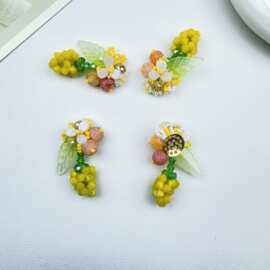 清新手工编织串珠小菠萝花 diy包包耳饰发饰服饰衣帽鞋花包包装饰