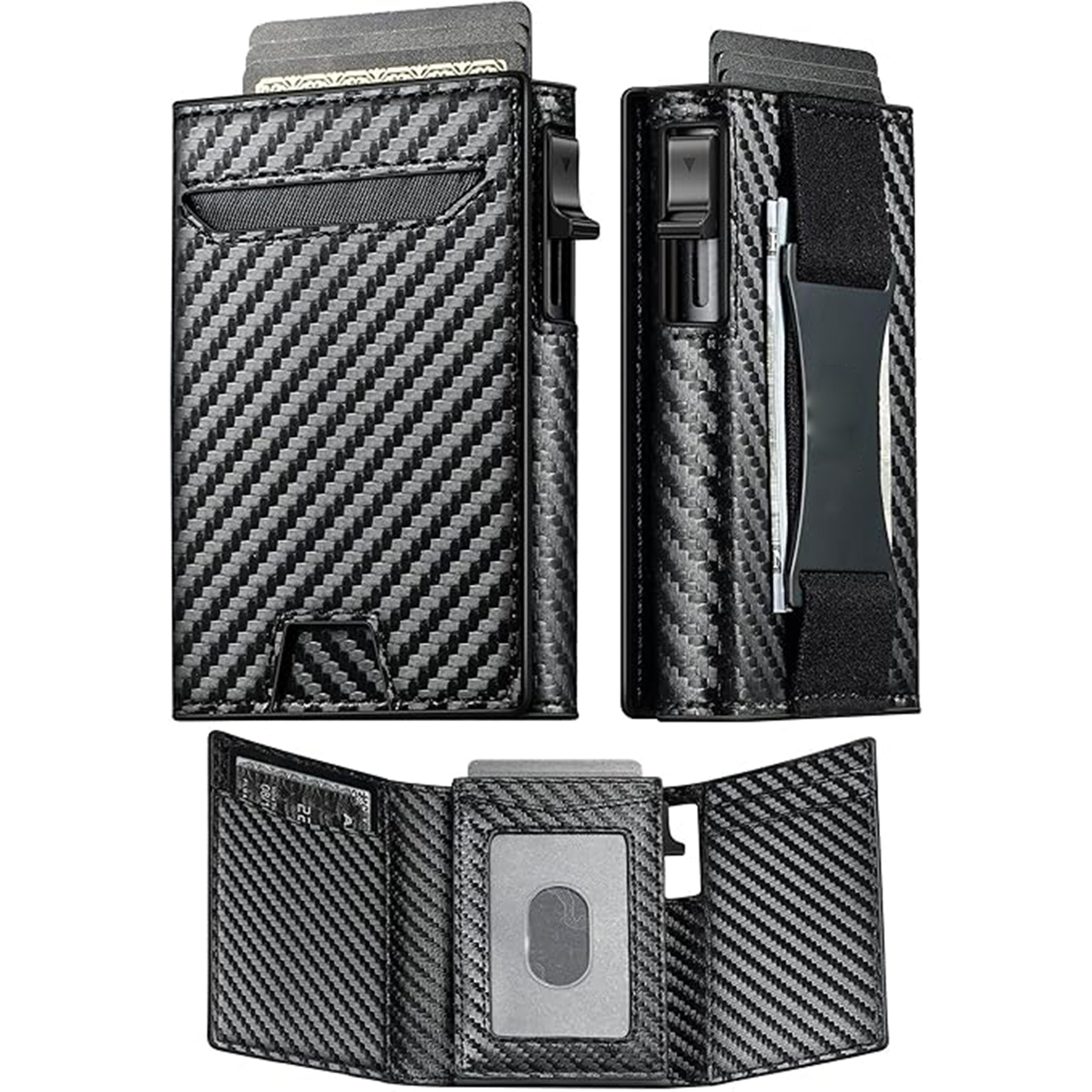 Amazon RFID cepillo antirrobo de aluminio caja de tarjetas bolsa con airtag localizador tarjeta de sujeción cartera de cuero para hombres