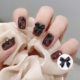 Popular online popular nail resin black and white bow jewelry frosted ribbon ballet style wear nail DIY accessories
