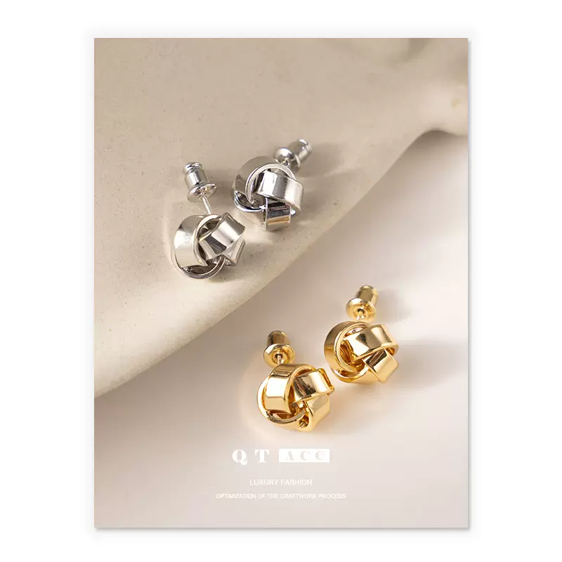 黄铜镀金麻花扭曲耳钉不褪色欧美跨境时尚百搭小众简约气质高级感