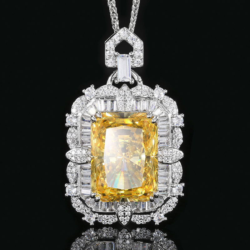 Otoño e invierno nuevo estilo Zhuangsheng conjunto de joyas Reden corte de diamante amarillo conjunto de colgante piedra principal 15*20 al por mayor