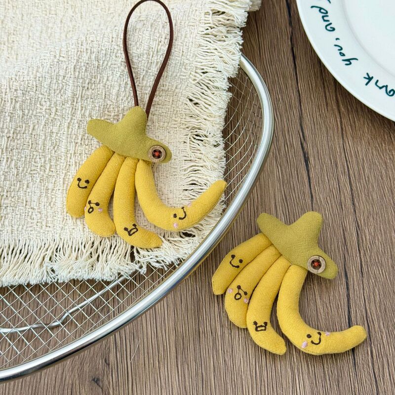 New Japanese-Style Mori-Style Handmade Fabric Cute Banana Pendant Bag Accessory Ins-Style Keychain Bag Charm Handmade
