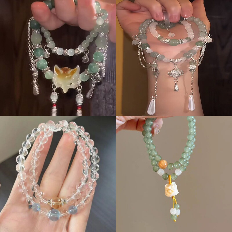【New Chinese Style】Popular Long Double-Circle Bracelet with Chinese Aesthetics, Little Fox Bracelet, Stackable, Oriental Beauty 【New Chinese Style】Popular Long Double-Circle Bracelet with Chinese Aesthetics, Little Fox Bracelet, Stackable, Oriental Beauty