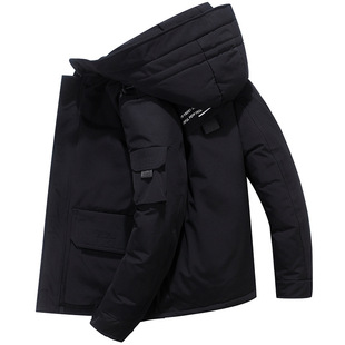 Winter New down jacket men's short hooded popular white duck down jacket for lovers