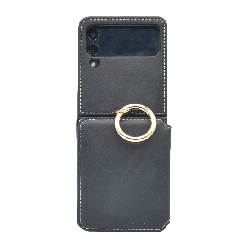 Adecuado para Samsung zflip4 Funda de cuero Tarjeta de inserción caja del teléfono Samsung zflip5 patrón de becerro plegable pantalla soporte teléfono caso
