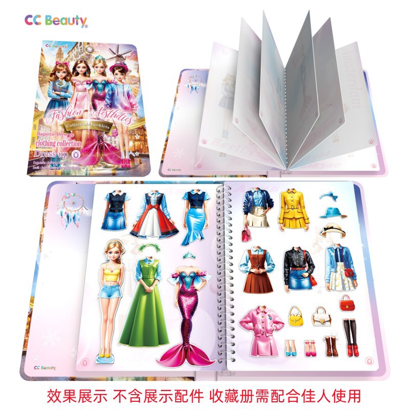 Bebé princesa magnética vestidor pegatinas se puede pegar repetidamente con ropa pegatina libro Niños niña juguete muñeca rompecabezas