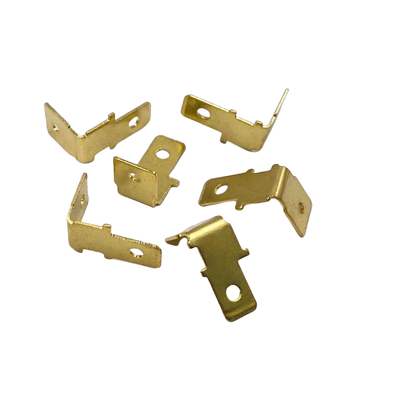 6.3插片骨架插脚 4.8公端焊接铜插片接线端子五金冲压件