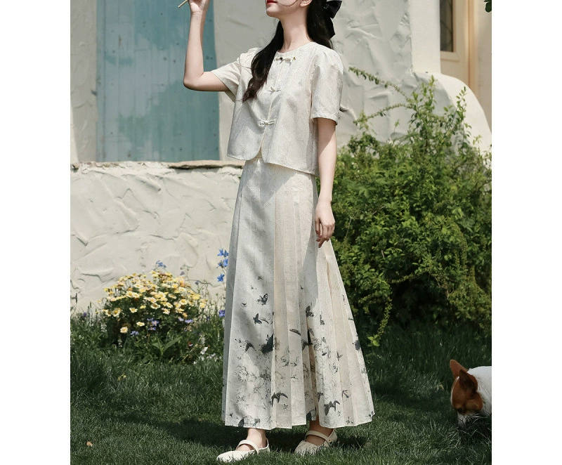 Summer Hanfu, set, skirt, fitted