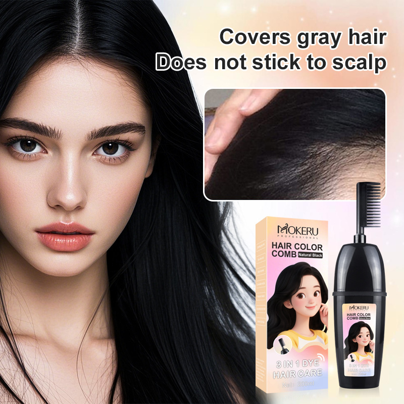 Cartoon bubble color mokeru hair dye cream, plant color hair dye, clear water, one color black can cover white hair with multiple colors 3