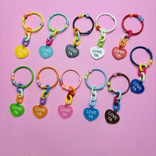 Ins Style Keychain Pendant Acrylic Double-sided Text Card Bag Small Hanging Decoration Mobile Phone Case Decorative Key Ring