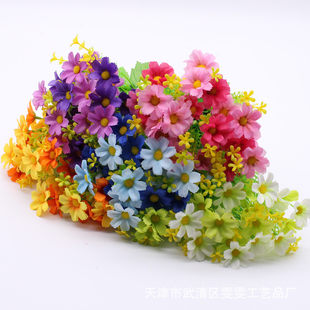 Factory wholesale simulation flower 7 fork 28 head jumping orchid outdoor decorative fake flower daisy silk flower dancing chrysanthemum plastic flowers