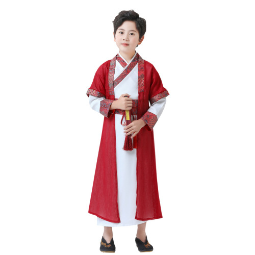 Children hanfu warrior swordsman cosplay robe boy handsome students wind knight-errant children master Chinese ancient costume outfit suits 