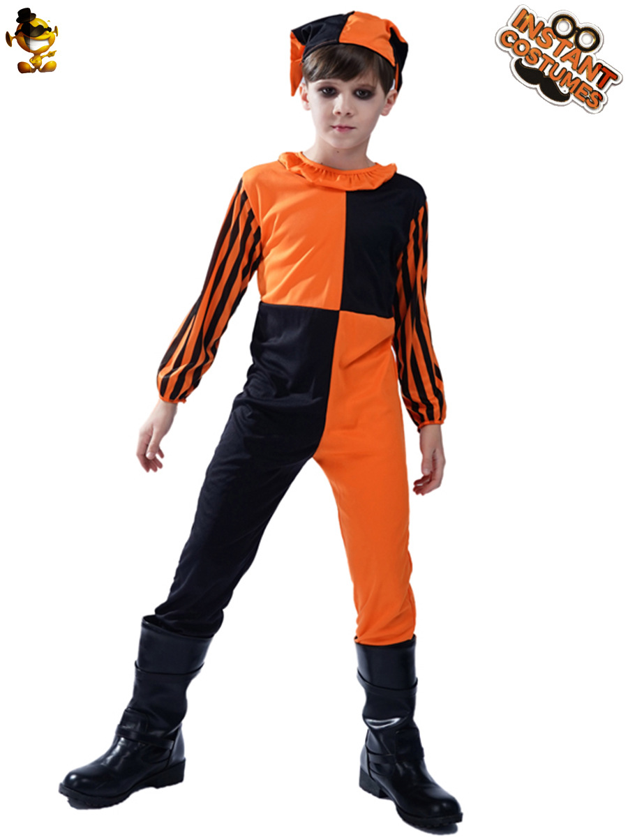 Niño de Halloween los niños europeos y americanos horror malvado payaso papel rendimiento traje Cosplay