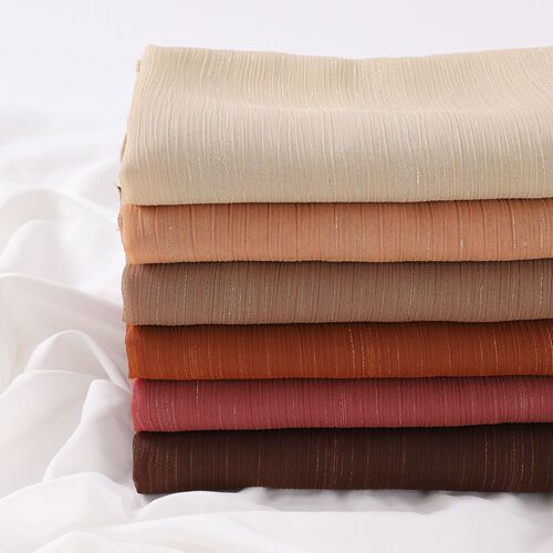 Malaysia Pure Color Silver Wire Chiffon Natural Crease Long Scarf Solid Color Scarf Indonesian Headscarf Pleated Scarf Shawl