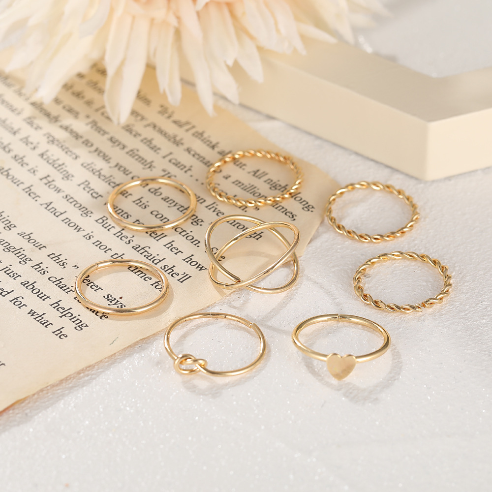 Nuevo Conjunto De Anillos De Junta De Aleación Simple Creativo Retro Multicapa Apertura Cruzada Twist Love Ring Al Por Mayor display picture 10