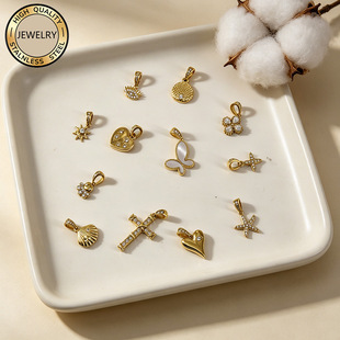 �䓲��P��ʯС�����ϼ�18K��ɫ����ؐ������ʮ�ּ�����DIY����