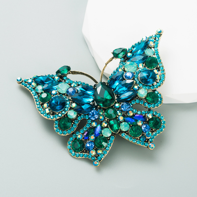 Alloy Material Fashion Pin Butterfly Alloy Inlay Rhinestones Women'S Brooches