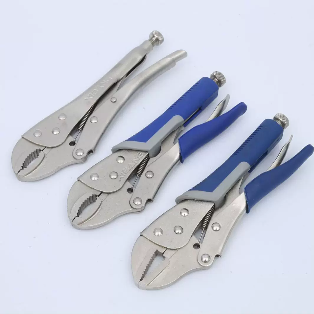 厂家供应大力钳 焊接固定钳手动夹钳 10寸圆口直口光柄胶柄大力钳