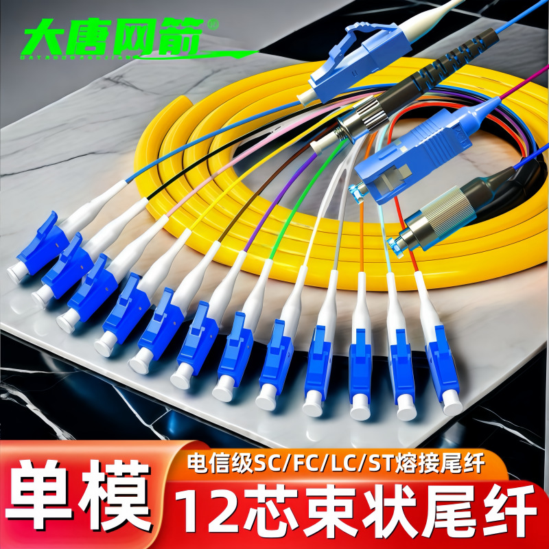 12芯sc束状尾纤单模尾纤LC/FC/SC/ST 12芯束装单模光纤跳线lc束状