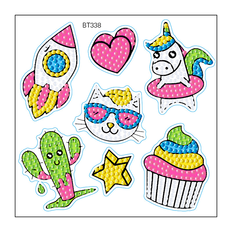 Nuevos pegatinas de taza de agua transfronterizas para niños dibujos de diamantes aleatorios pegatinas hechas a mano diy pegatinas de diamantes unicornios de dibujos animados mayorista