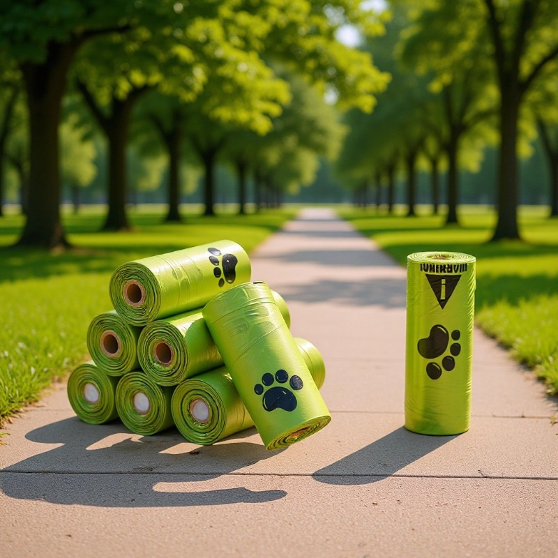 Venta en caliente de degradación desechable bolsa de heces bolsa de basura para mascotas bolsa
