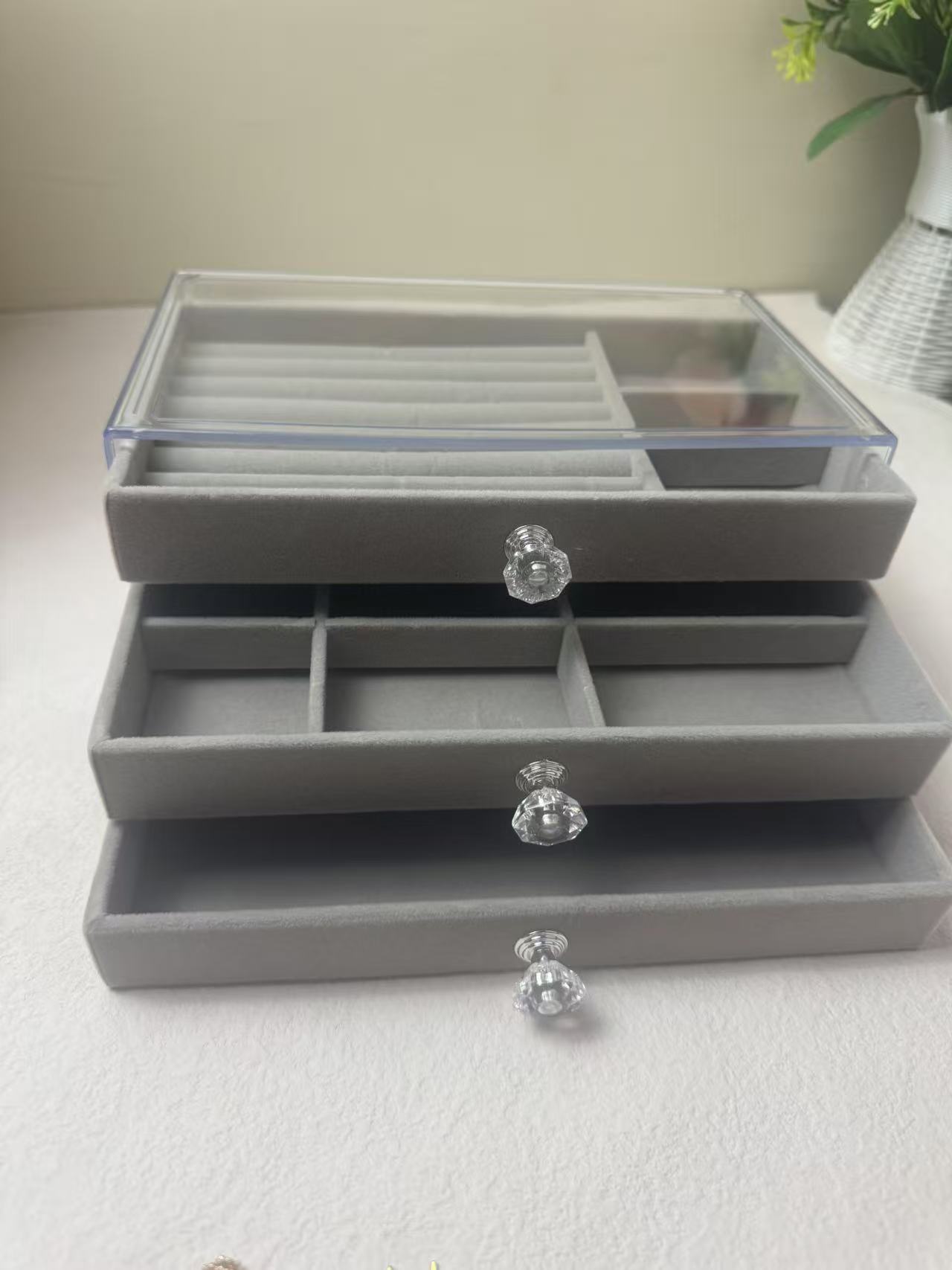 Caja de regalo de joyería blanca, redonda, interior de plástico, noble, extra grande, ideal para almacenamiento en hogar o regalo.