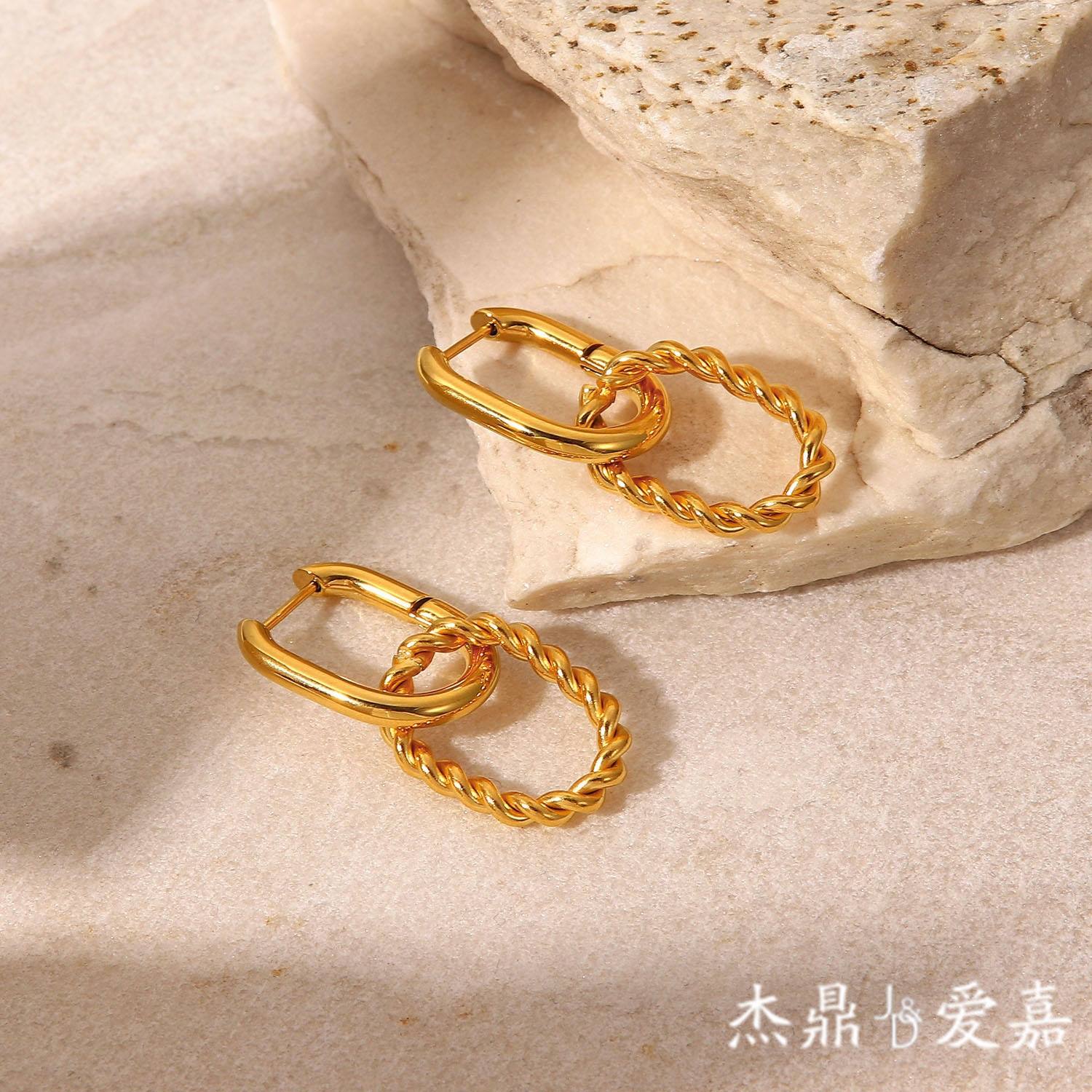 INS style jewelry versatile stainless steel earrings niche design twist pendant earrings earrings women's jewelry