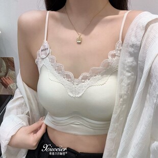 Satin Backless French Lace Chest Wrap Jelly Strip Support Gather-up Traceless Underwear Comfortable Waterlight Glaze High-end Sense