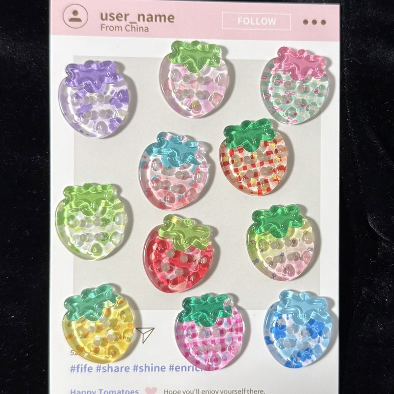 春夏新款清透印花苹果扣子配件DIY服饰纽扣洞洞鞋装饰手机壳配件|undefined