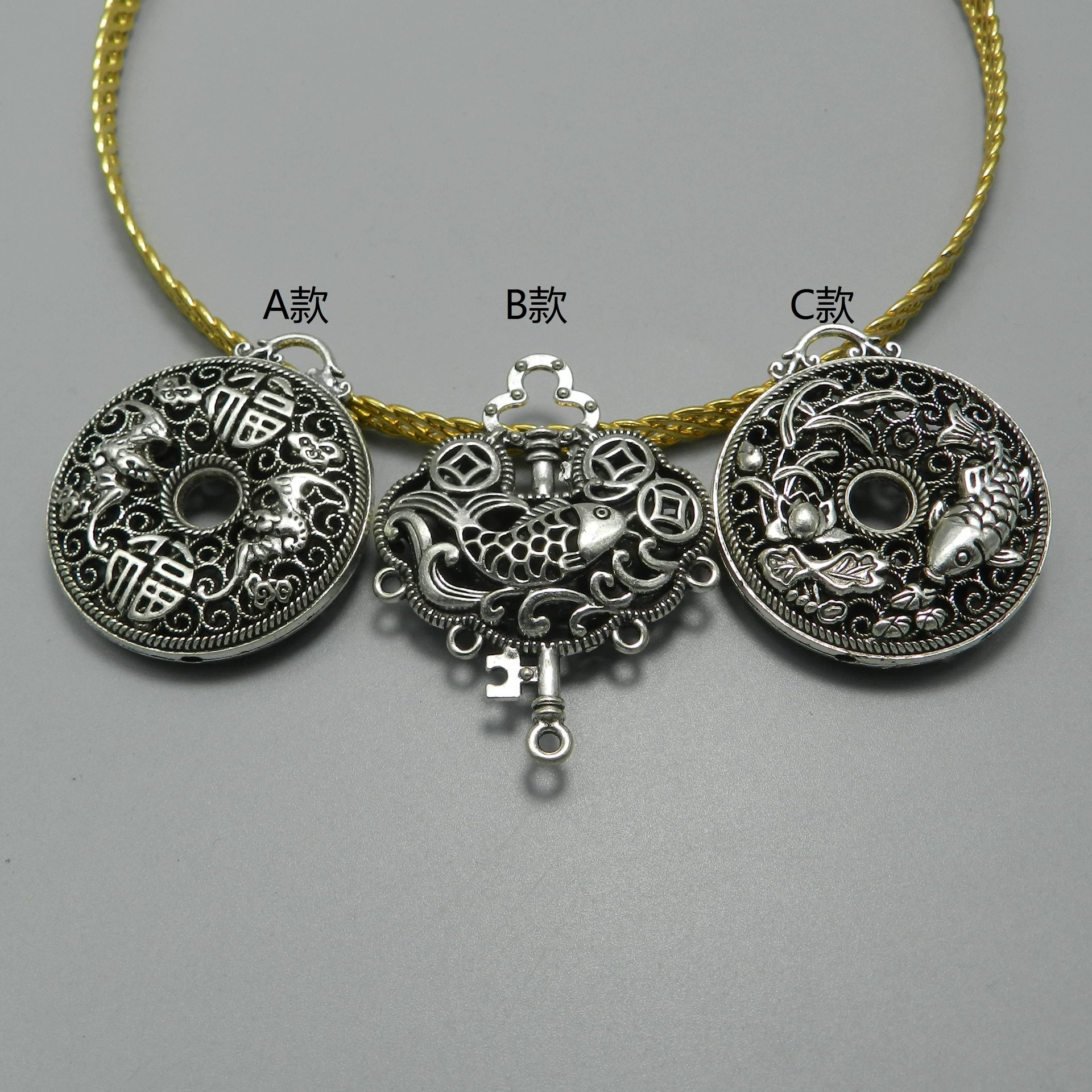 Тибетский серебряный сплав Защитная Пряжка Кулон ожерелье Защитная Пряжка чистый кулон Карп филигранный кулон ювелирные аксессуары 5 шт./Пакет