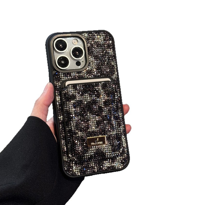 欧米風マグネット式カードホルダー付きヒョウ柄トレンドブランド肌触りPC素材iPhone17Promax対応軽量高級感Apple16スマホケース|undefined