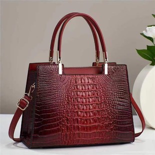 Capacious one-shoulder bag for leisure, shoulder bag, crocodile print