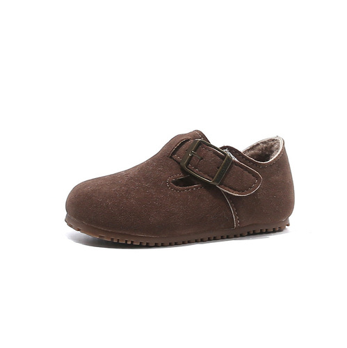 Baby Retro Boeken Shoes with Fleece Warmth Cotton Shoes Winter New Girls' Korean Version Double Cotton Leather Shoes Dou Dou Shoes