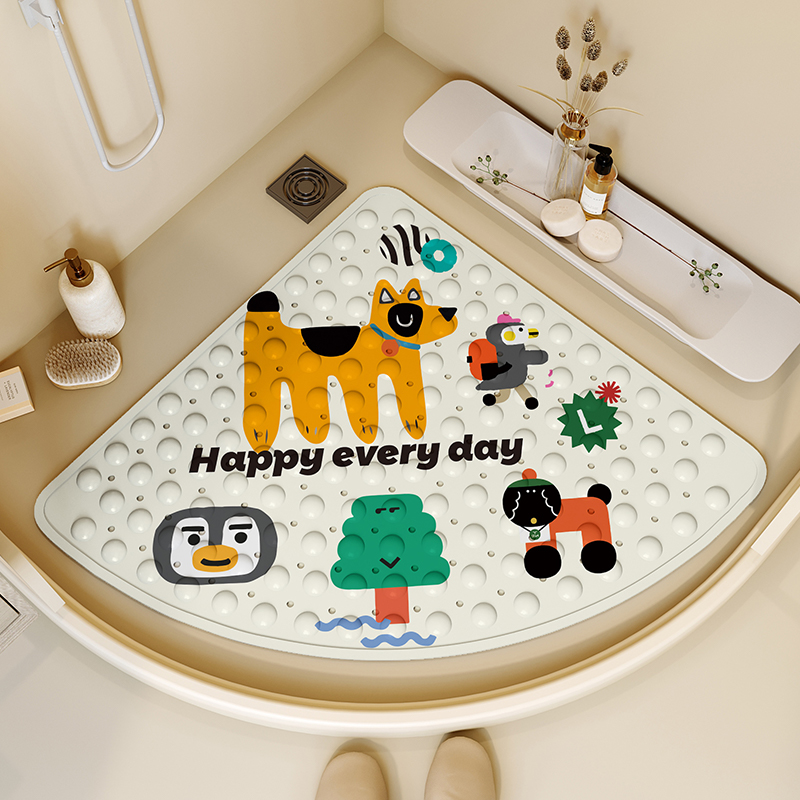 심플 파라다이스 - 플랫 덕 욕실 미끄럼 방지 매트 - 부채 모양