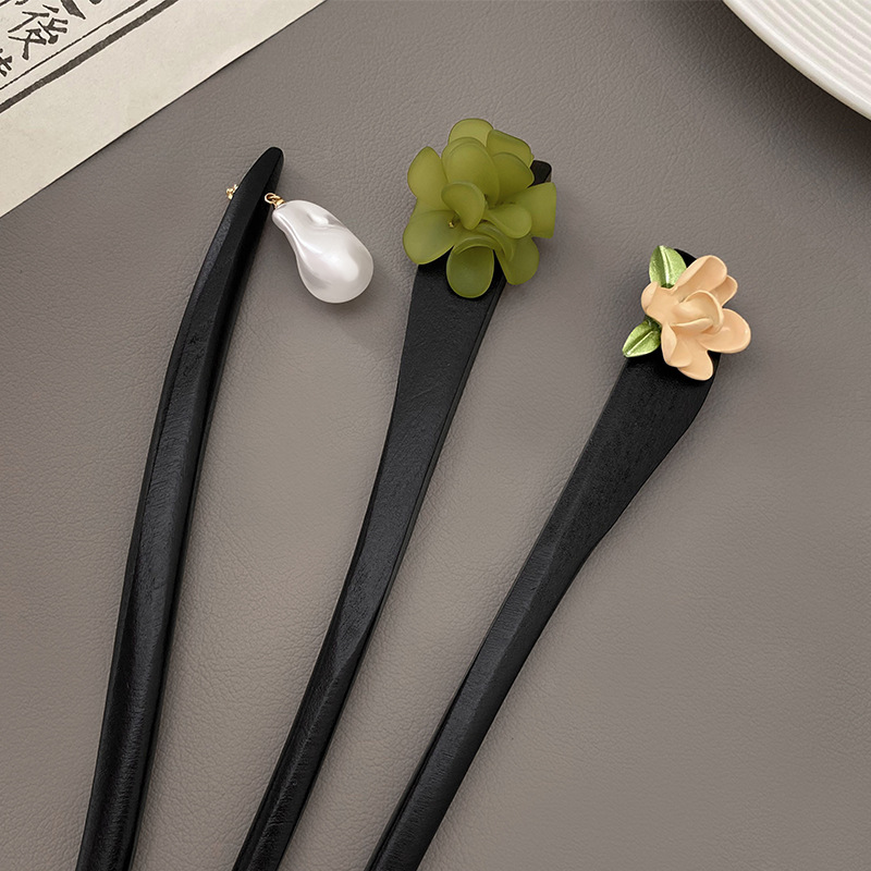 Horquilla de ébano de las mujeres de alto grado nuevo estilo chino de madera updo horquilla simple horquilla moderna estilo antiguo hanfu tocado