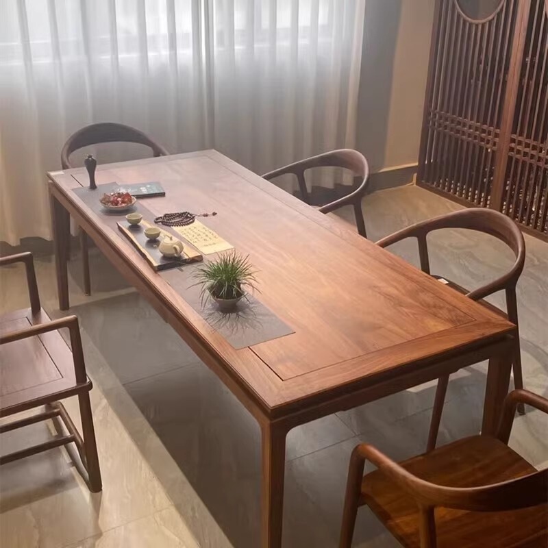 New Chinese Style Elm Desk Solid Wood Desk Simple Modern Zen Calligraphy Painting Table Home Chinese Tea Table and Chairs