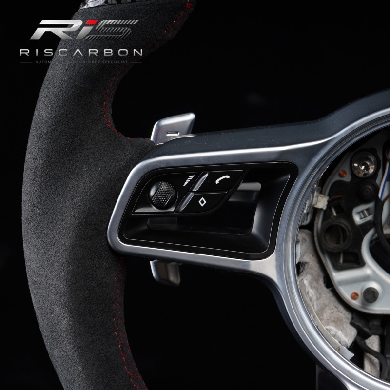 Compatible with Porsche black suede carbon fiber steering wheel Porsche718Boxster991 911 Cayenne